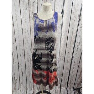 Diktons Barcelona Women's L Navajo Knit Maxi Dress Multicolor W/ Slip Bohemian